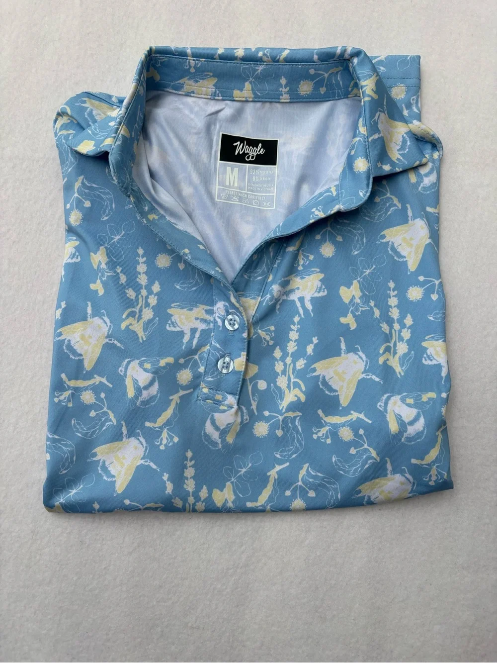 Waggle Men's Sky Blue Buzzin Performance Polo - Picture 8 of 10